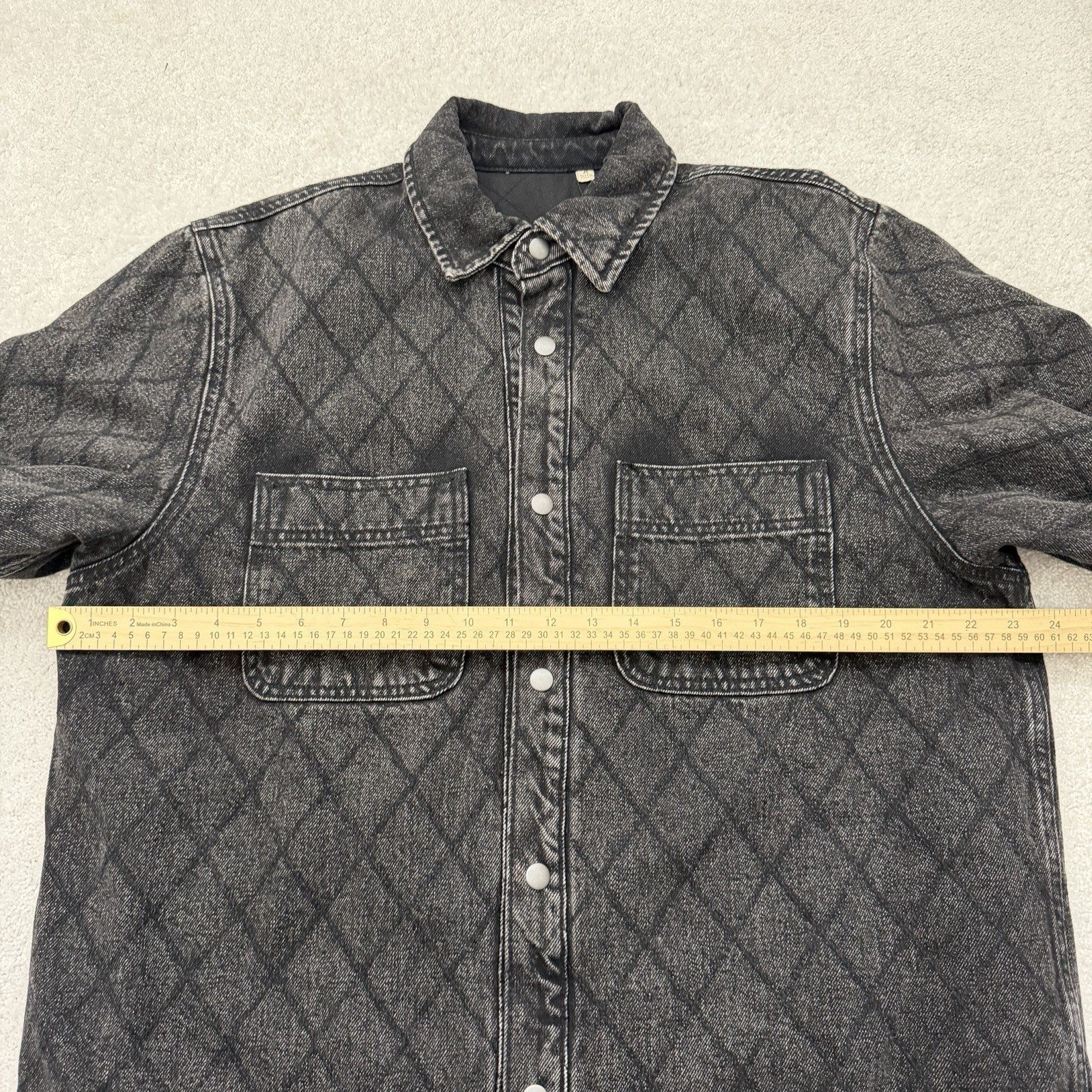 NEW Stussy Workgear Denim Jacket Men's Medium Black Quilted Snap Up Streetwear thumbnail 9