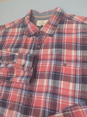 Flag & Anthem Men's Button Up Plaid Shirt Pink Blue XXL