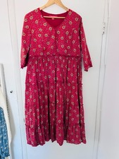 April Cornell Modern Prairie Dress Sz XL RedFloral 100% Cotton, Pockets