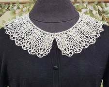 Victorian Trading Co Emma Grace Pearl and Lace Peter Pan Collar Ivory 30S