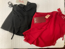 Mirella MS12 Classic 12" wrap skirt 2 colors Garnet or black georgette fabric