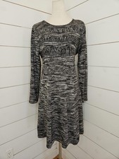 Calvin Klein Large Black & Grey long sleeve knee length sweater dress