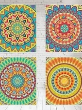 NEW Unframed Set Of Four Mandala Art Prints 10 x 8cm