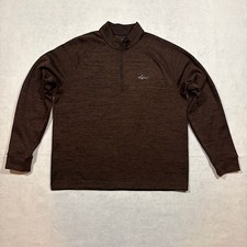 Greg Norman Mens L Brown 1/4 Zip Pullover Shark Logo Golf Lightweight Sweater