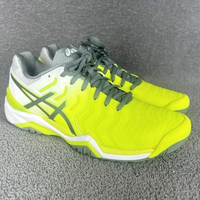 ASICS Resolution 7 Tennis Pickelball Shoes Safety Yellow Stone Grey Women s 9 US