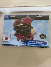 Graduation Party Foil Balloon Bouquet Congrats Grad  5pc Black & Red Over 6’