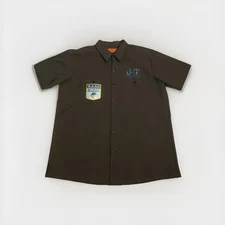 B.A.S.S. Button D.S/Sleeve  Men's Work /Fishing Shirt Size XL  ,chest Logo Gray