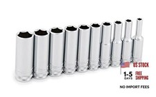 66400 10-piece 14-inch Drive 6-point Metric Deep Socket Set