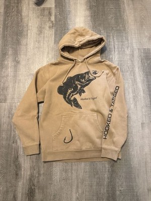Hooked & Tagged Bassin' Bass Fishing Graphic Hoodie - Tan