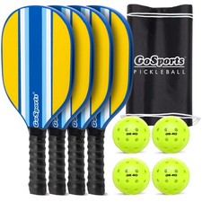 GoSports Pickleball Set: 4 Paddles, 4 Balls, Carry Case - Regulation Size
