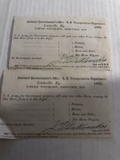 12th U.S. COLORED HEAVY ARTILLERY  Tickets To Cross On Ferry  1865 Ephemera Rare