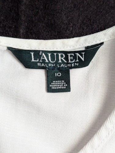 Ralph Lauren Green Label White Cotton Fit & Flare Dress Side Pockets Size 10 - Picture 7 of 13