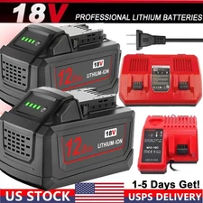 12.0Ah Battery For Milwaukee for M18 Extended Lithium 48-11-1880 Charger NEW
