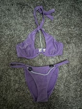 Size 12 Ann Summers Puple Glittery Halter Bikini With Detachable Diamante Detail