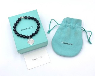 Bracciale originale Tiffany & Co.Ritorno al cuore onice nero SV925 18 1 g con scatola BA120723