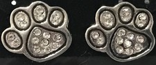 Fashion Jewelry Paw Print Drop Earrings Silvertone Metal Alloy With Crystals