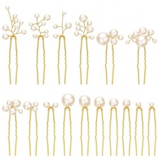 16 Pieces Wedding Bridal Hair Accessories Pearls Hairpins U Shape Pearls Hair...