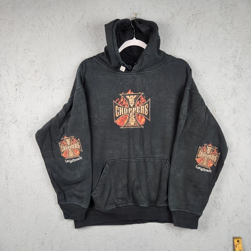 Sudadera con Capucha West Coast Choppers Para Hombre Grande Jesse Who Flames Larga Playa Motocicleta De Colección Foto 2 de 4