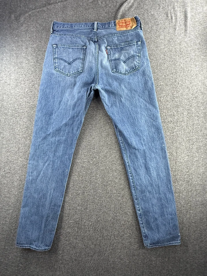 Levis 501 CT Jeans Mens 34x32 Blue Selvedge Cotton Straight Fit Button Fly - Image 2 of 4