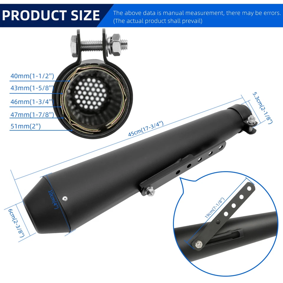 Silenciador silenciador de escape de motocicleta entrada de tubo 1,5"-2" para Honda Nighthawk 250 Foto 2 de 4