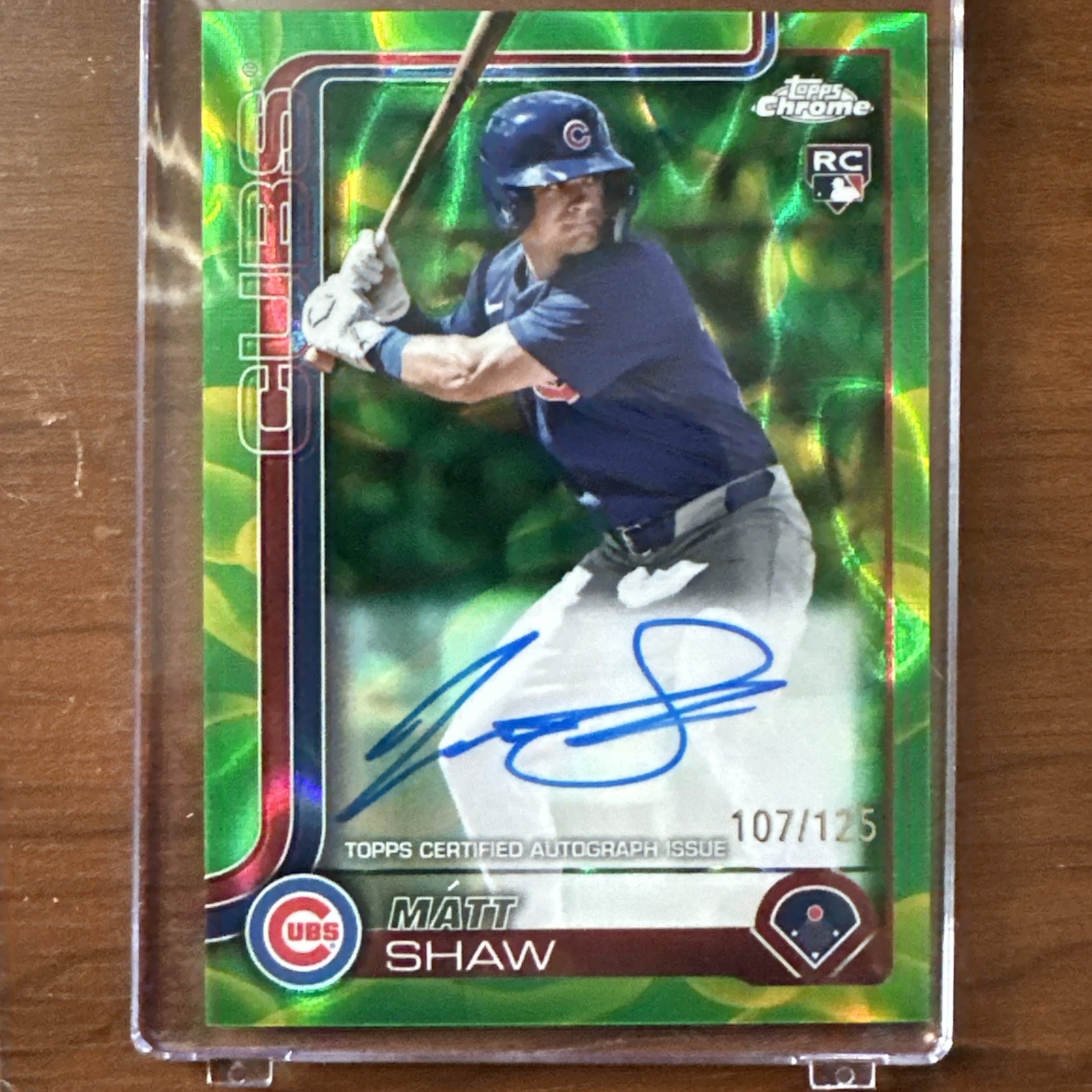 Matt Shaw - 2025 Topps Chrome Update Rookie Auto Cubs Green Lava Refractor /125