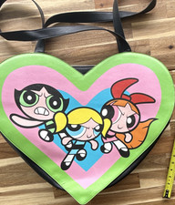 Powerpuff Girls Heart-Shaped Multicolor Shoulder Bag w/ Black Strap; Rare