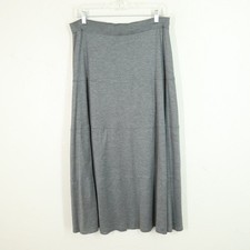 Eileen Fisher Silk Blend Skirt S Gray Tiered A-Line Maxi Pull On Lined Stretch