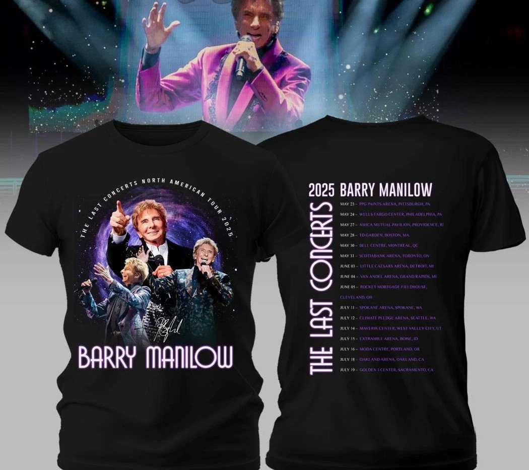 Barry Manilow The Last Concerts 2025 Tour Black All Size Shirt