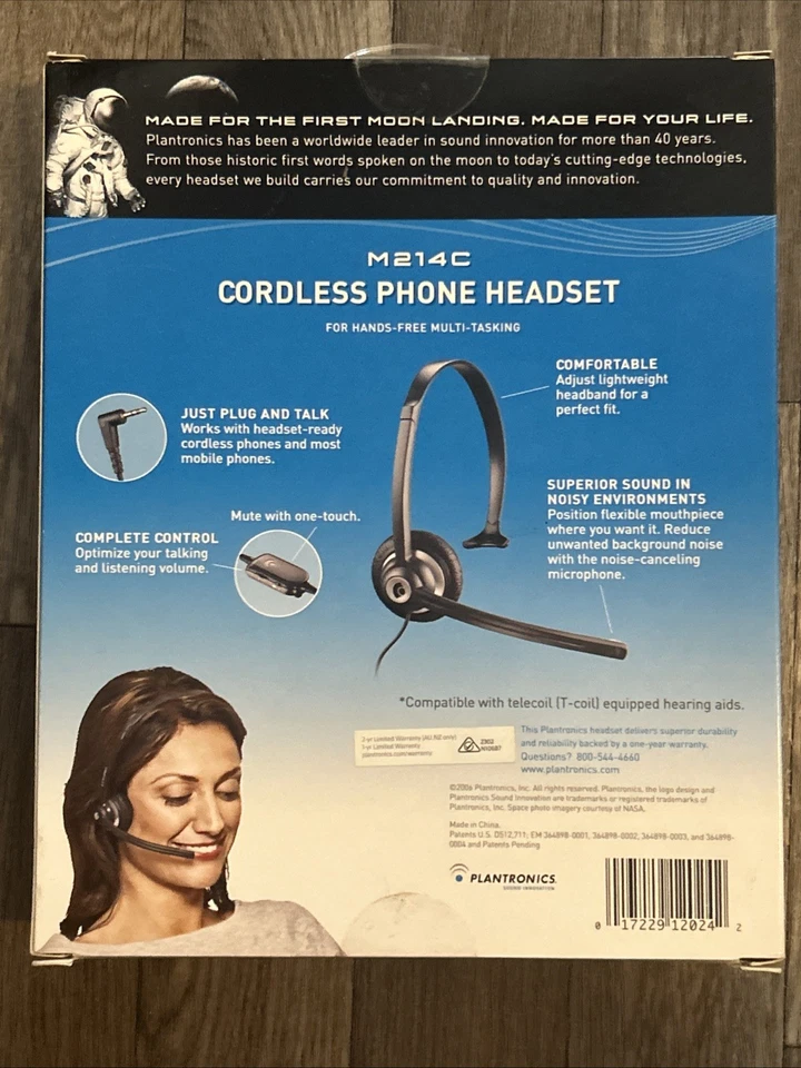 Plantronics M214C Cordless Phone Headset w/Noise Cancelling Over-the-Head - Image 2 of 2