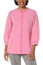 LOGO by Lori Goldstein Button Front Washed Shirt HoneySuckle