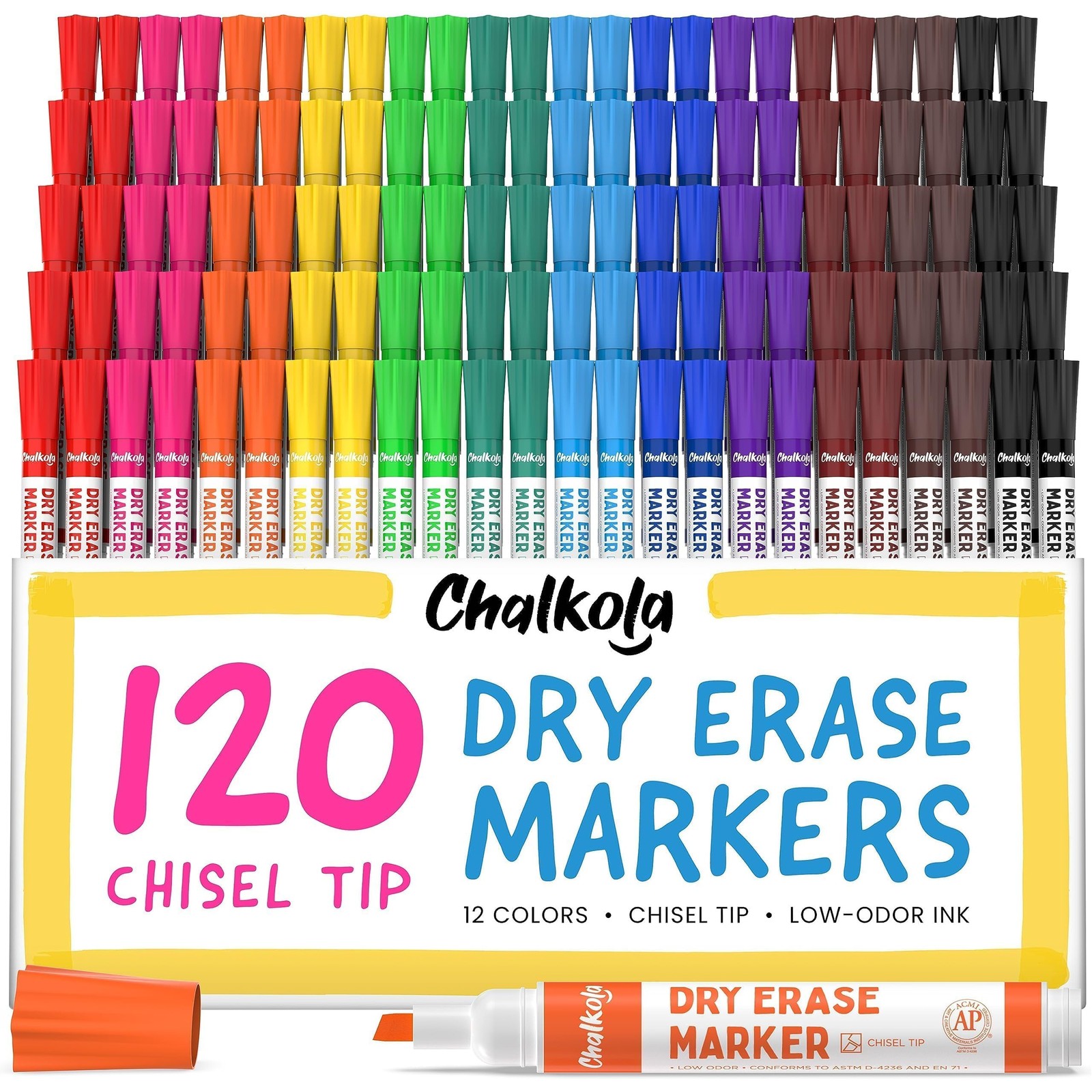 For Classroom (120 Pack, 12 Vibrant Colors) | Erasable...