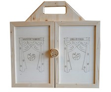 Teatrino in Legno fatto a Mano. Kamishibai. Gioco portatile per Bambini con Teat