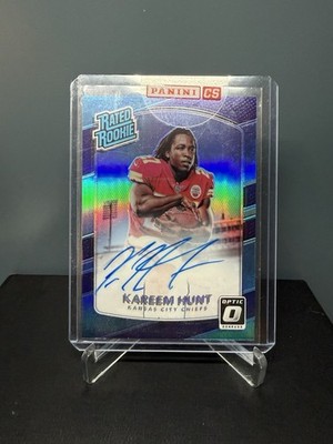 2017 Donruss Optic - Rated Rookie Kareem Hunt #182 Purple Autographs /35