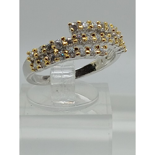 Elegante Anillo Vintage Chapado en Oro Blanco Amarillo Cóctel Sim Diamante Circonita Talla 7 - Imagen 5 de 9