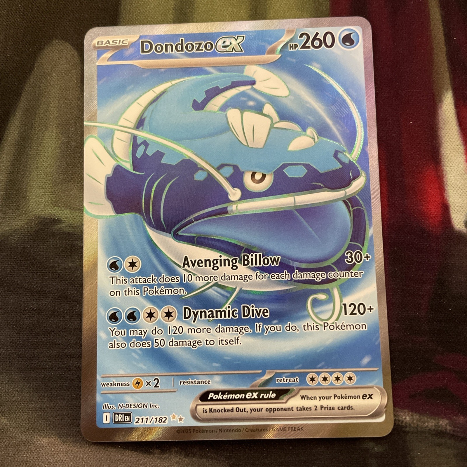 Dondozo ex Ultra Rare 211/182 Destined Rivals English Pokemon Card Full Art NM