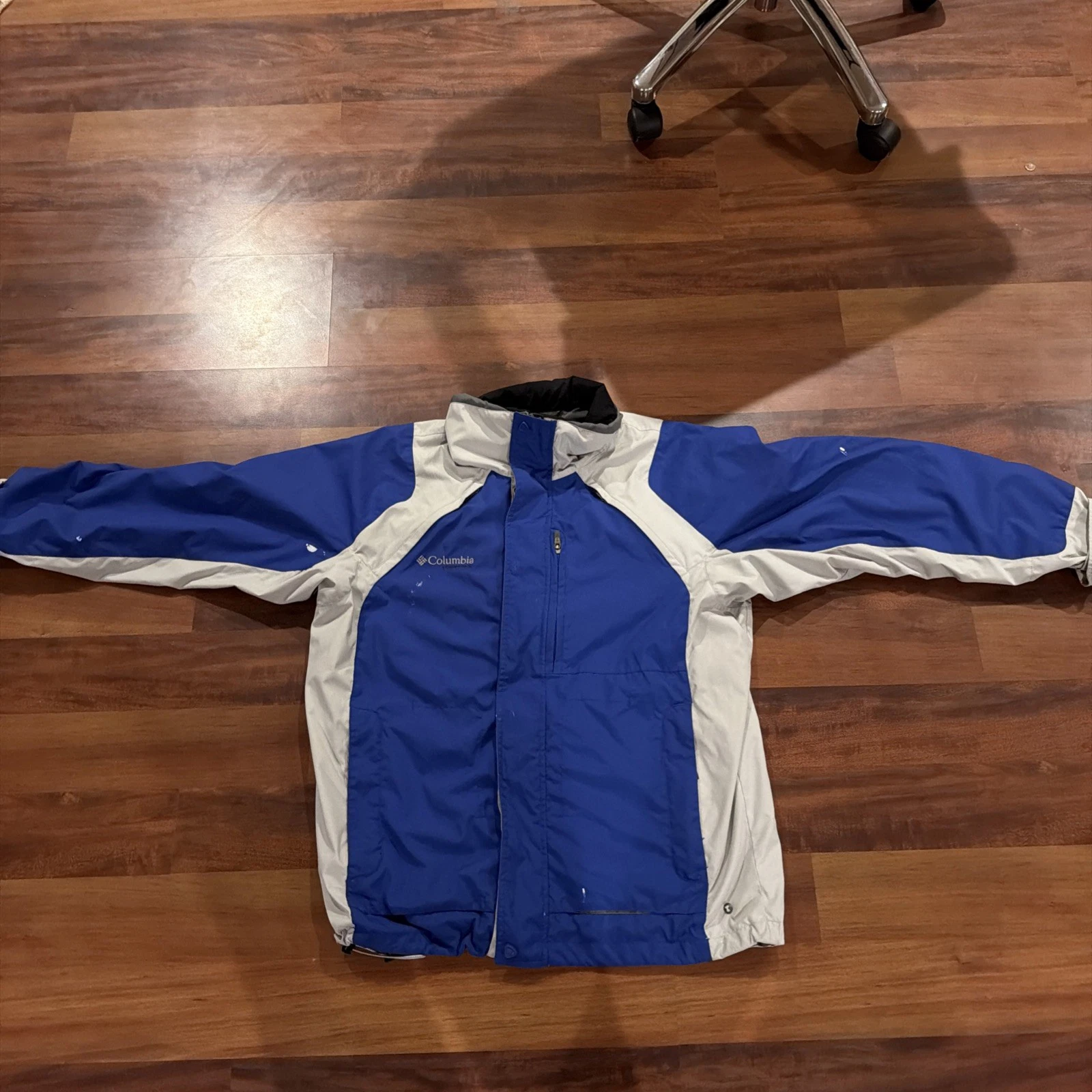Columbia Men’s Medium Insulated Ski Jacket Winter Coat Blue Gray Hooded