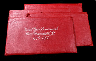 Lot of 4x 1776 1976 United States Silver Uncirculated 3 Coin Sets in Red Envelop