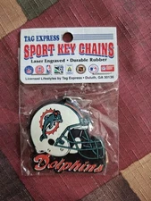 Vintage 1990's Tag Express Miami Dolphins NFL Football Rubber Key Chain NIP