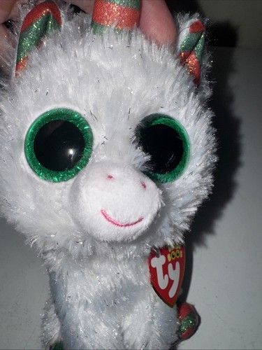 Neu Etikett Ty Beanie Boos SNOWFALL Urlaub Einhorn 6 Zoll Plüsch rot grün - Bild 6 von 10