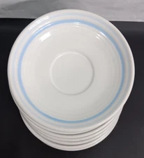 6 Vintage International Tableworks China Blue Striped Saucers Japan Set