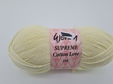 Wendy Supreme Cotton Love DK Knitting Yarn, WCT102 Cream, 100g