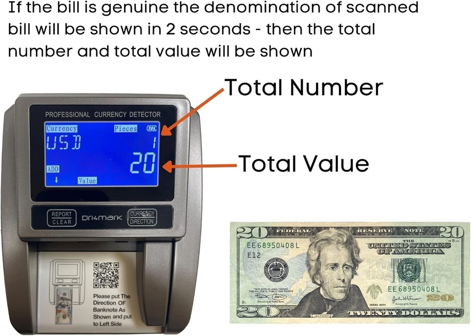 Counterfeit Bill Detector Automatic Money For USD/CDN, UV/MT/IR/Color/Size - Image 3 of 4