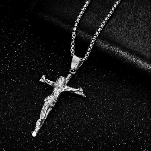 Pure Luxe Jewelry Men’s 925 Sterling Silver Cross Pendant – 58mm, CZ Eternity Stones, Nickel-Free, Unisex, Gift Box