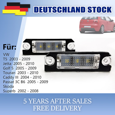 2x LED license plate lighting for VW Golf 5 | Passat CC + B6 | Polo 6N + 9N