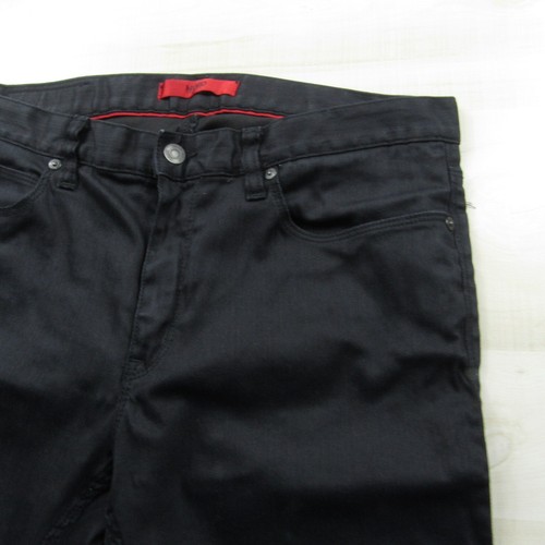 Hugo Boss Jeans Mens 33x32 Black Straight Fit Denim Pants Dark Wash 5 Pocket - Picture 4 of 17