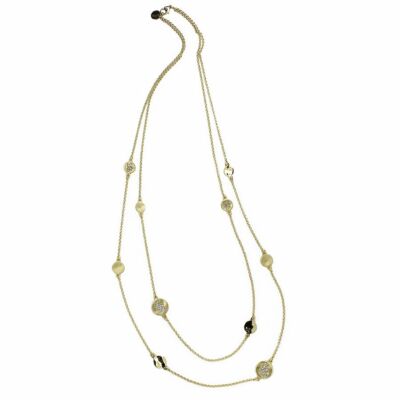 Halskette A Zwei Reihig Aquaforte H4184519 Silber Golden und Zirkon Made Italy
