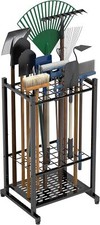 Yard Tool Tower Rack for Garage Organization and Storage, Holds Up to 35 Black