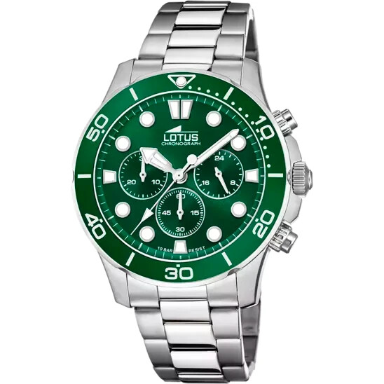 Lotus 187562 Mens Stainless Steel Green Analog Chrono Dial 