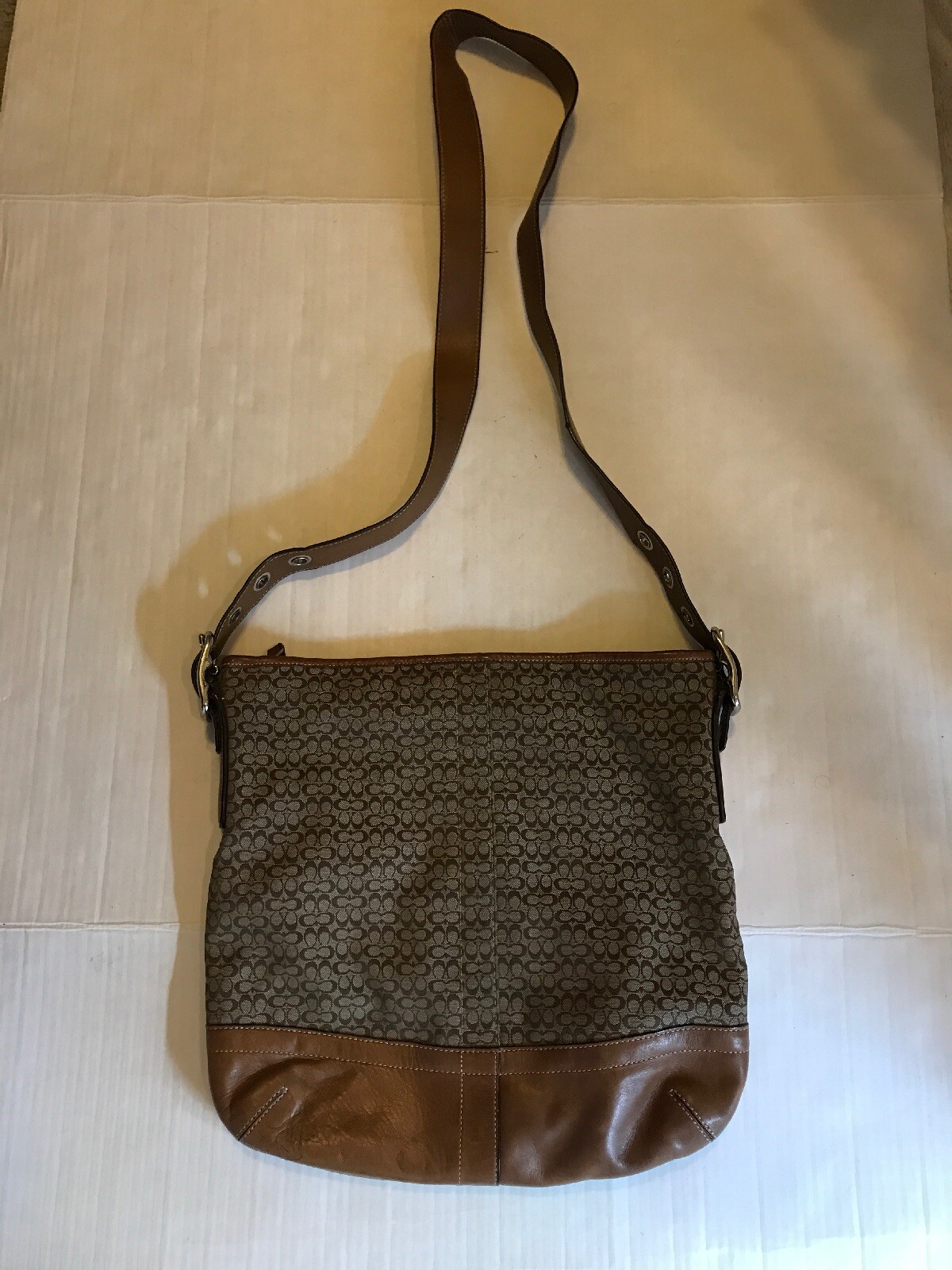 Coach Monogram Canvas Tan Crossbody/Shoulder Bag Gem