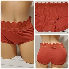 Olga Secret Hug Style Panty Scalloped Lace Full Cut 7/L Cinnabar Red 0913J3